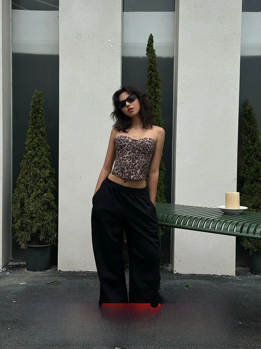 

GOGOBURN American Retro Bla Elastic Waist Straight Leg Casual Pants Women Summer Versatile Loose Slimming Trousers