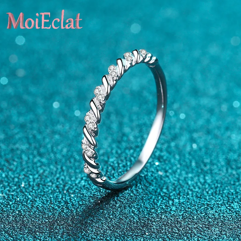 

Elegantly Crafted Platinum Pt950 Rings for Women with 0.056ct Moissanite, Twist Style Ring Details Timeless Jewelry for Her