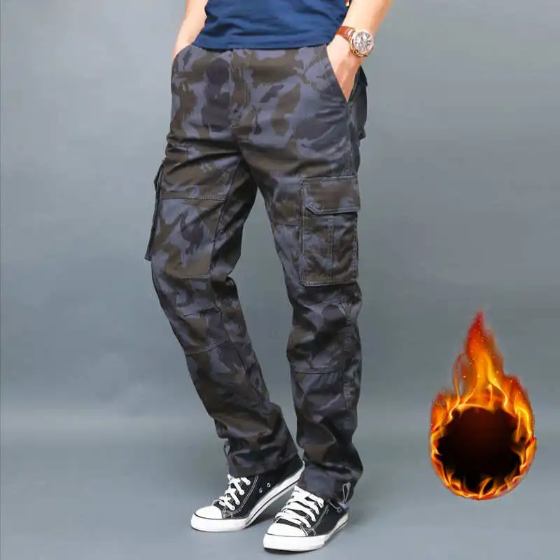 

Men's Casual Straight Leg Cargo Pants Workwear Trousers Loose Fit Long Cotton Jeans Youthful Energy Sle All-Season Wear