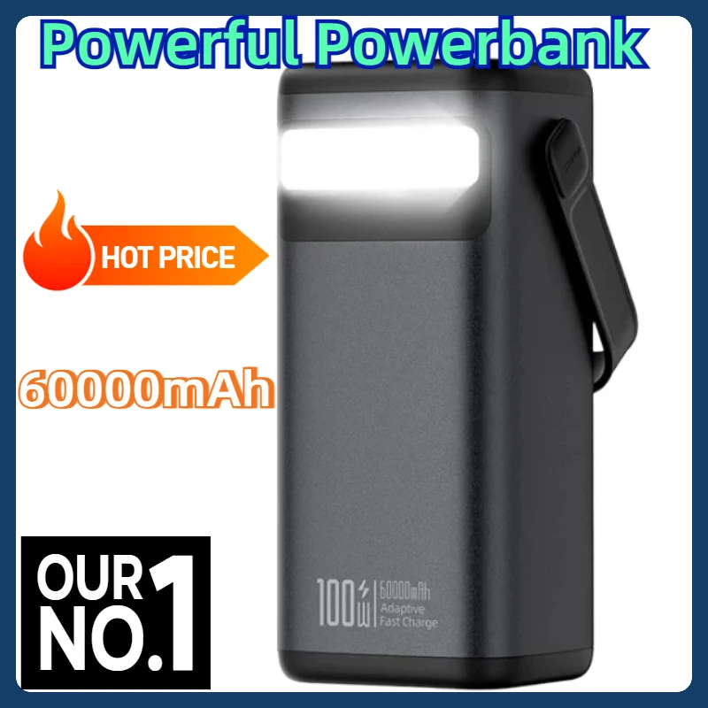 

For Xiaomi Iphone Power Bank 60000 MAh 100W Type C Powerful Powerbank PD Fast Charge 60000mAh External Battery