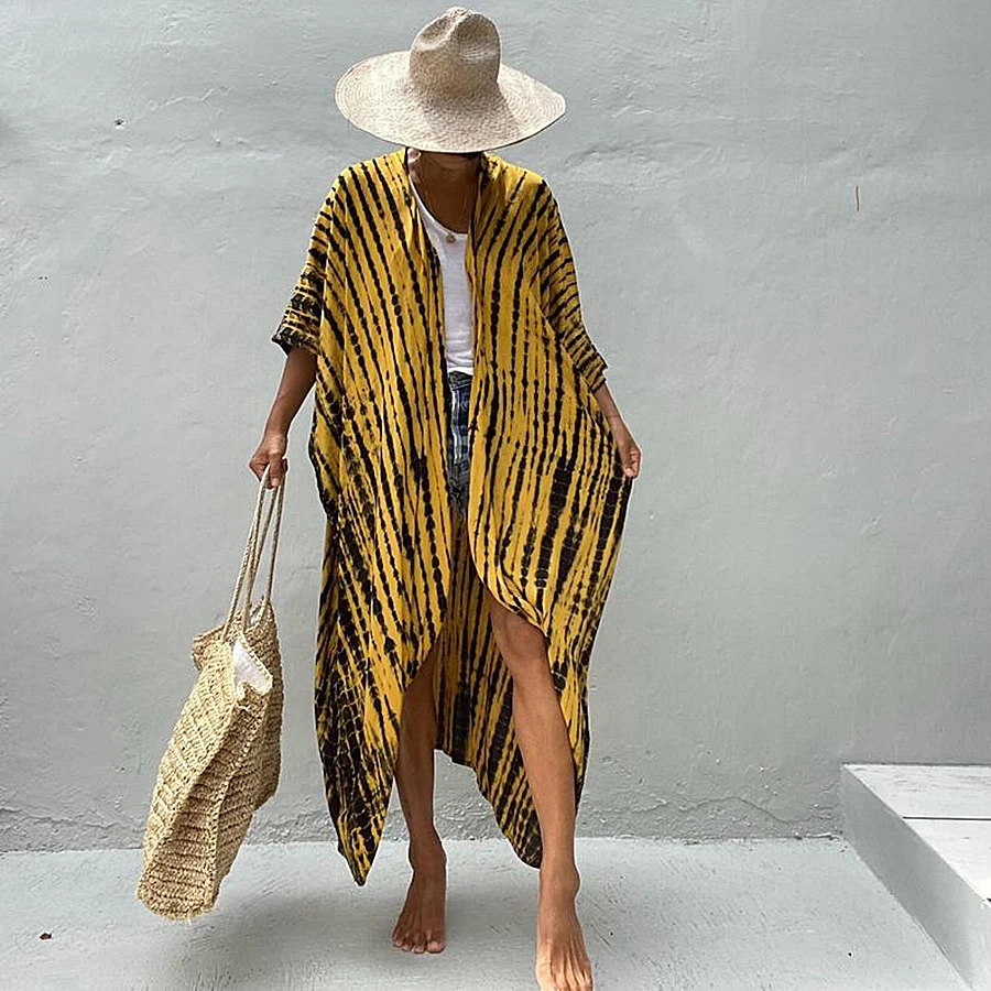 

Beach Cover Ups For Swimwear Women 2023 Summer Dress Beach Outfits Printed Kimono Bikini Cover-ups Beachwear Swim Wear Pareo