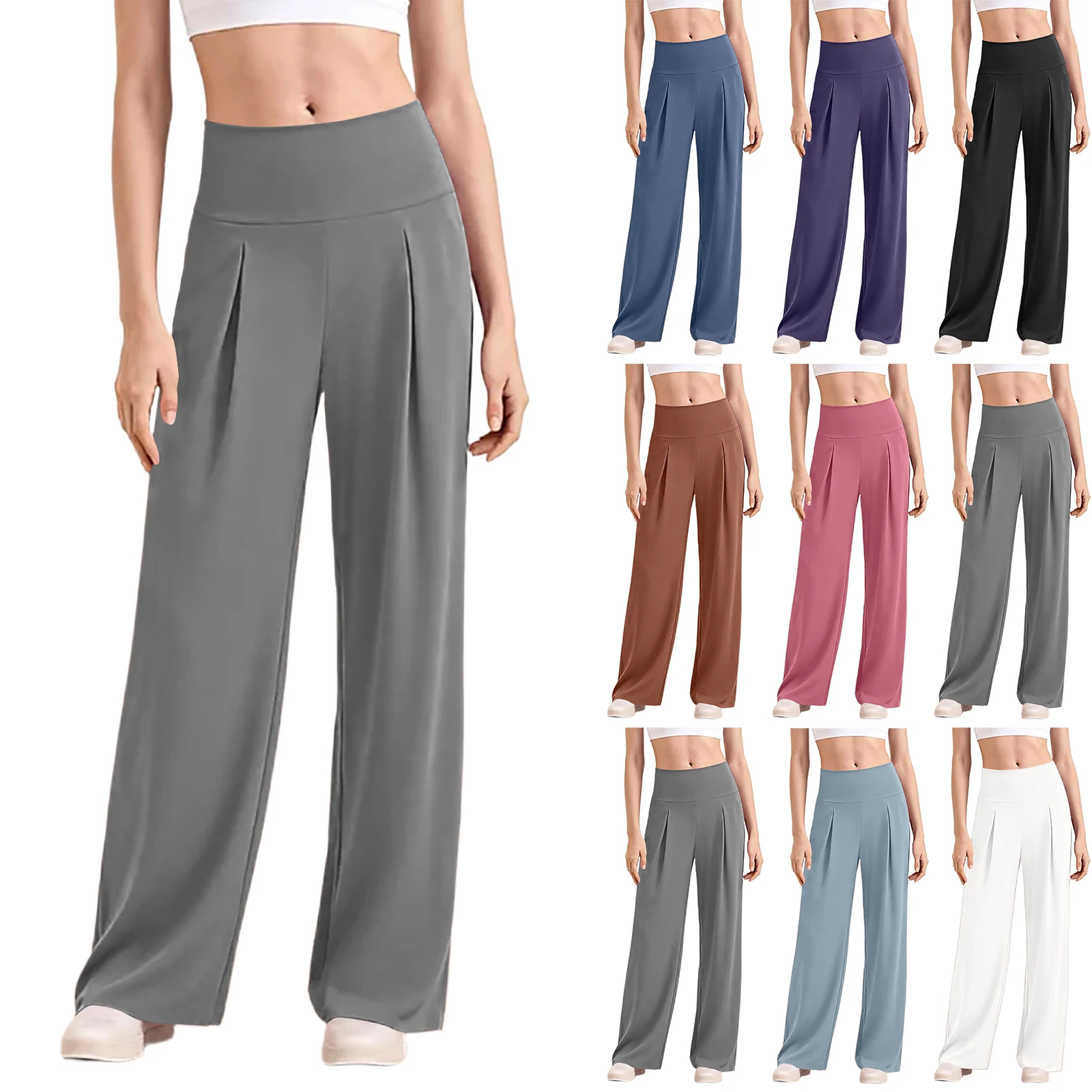 Dames sportbroek met wijde pijpen Slanke broek Woon-werkvrouw Yogabroek met zakken Comfortabele elastische broek met wijde pijpen Drama Taw 2019