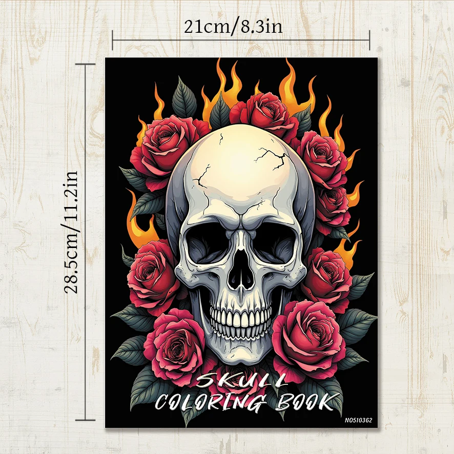Skull Coloring Book for Adults - 8.3x11.2 inches 22 pages coloring book - helps relieve stress and soothe emotions