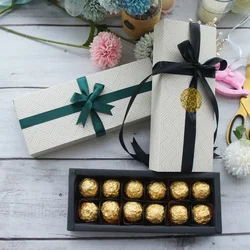 9.5x24.5x3.5CM simple wave pattern 10 set Chocolate Paper Box valentine Christmas Birthday Party Gifts Packing Storage Boxes