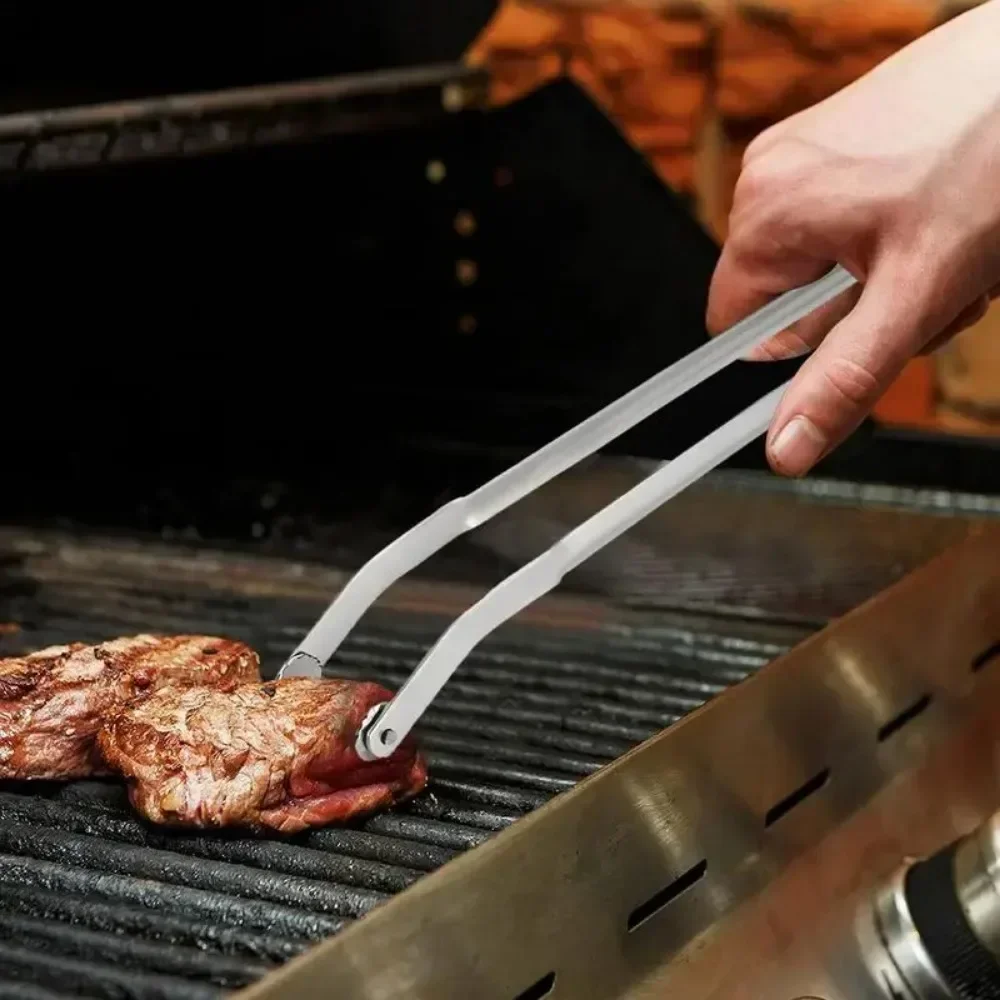 

BBQ Sausage Turning Tongs Stainless Steel Kitchen Cooking Tongs Multipurpose Gripper Bread Clip Steak Clamps Fried Steak