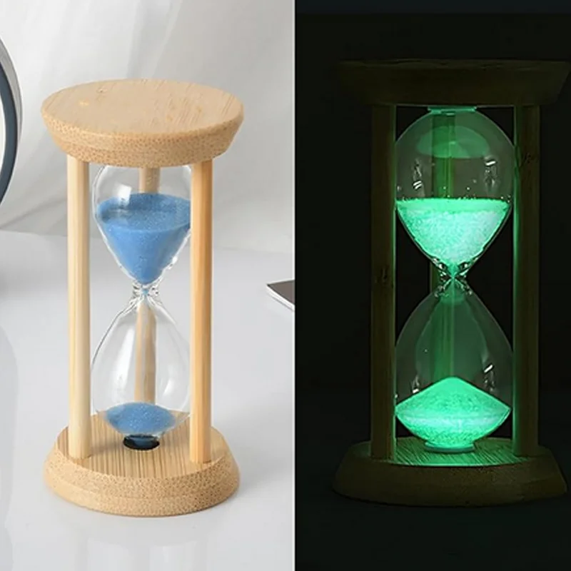 Reloj de arena fluorescente de madera, reloj de arena con temporizador, decoración creativa y la Oficina para el hogar, regalos para el Día de San