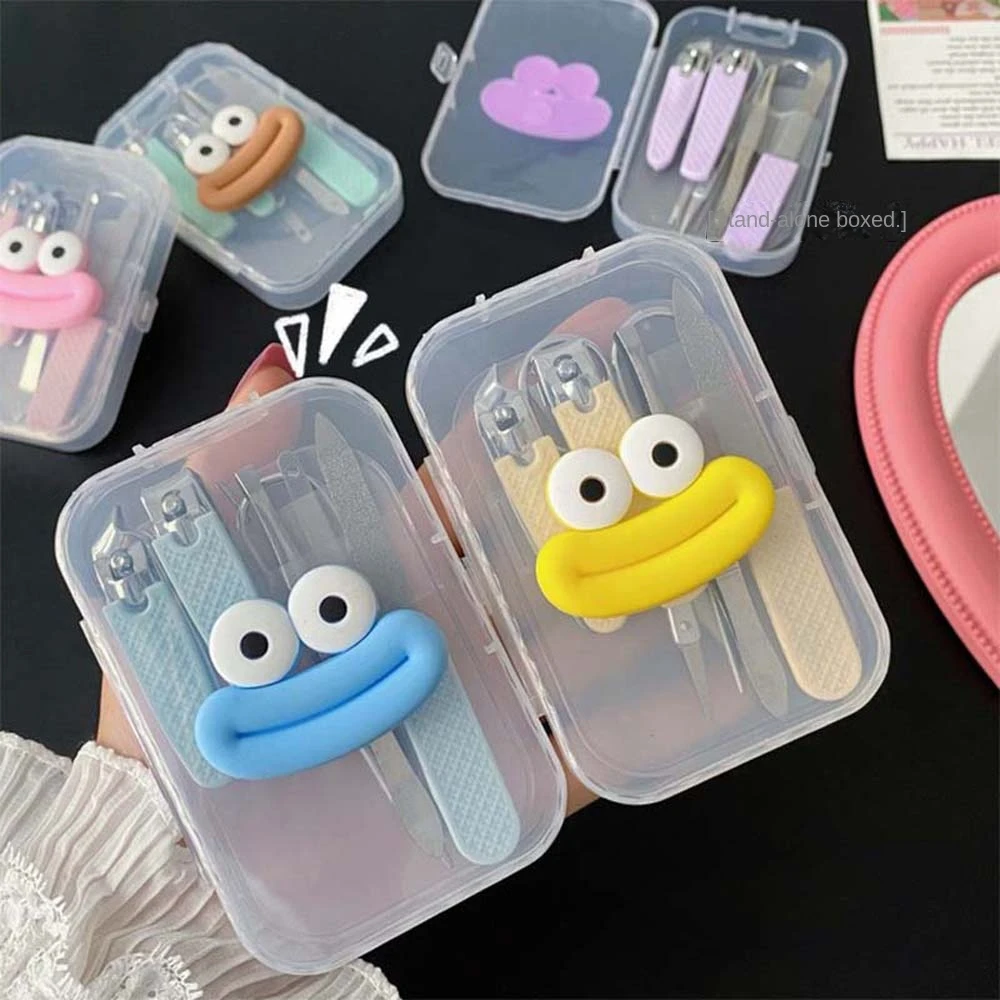 

Earpick Nail Clippers Set Manicure Tool Nail Cutting Pliers Cartoon Nail Sanding Stainless Steel Wide Jaw Opening Mini Nail File