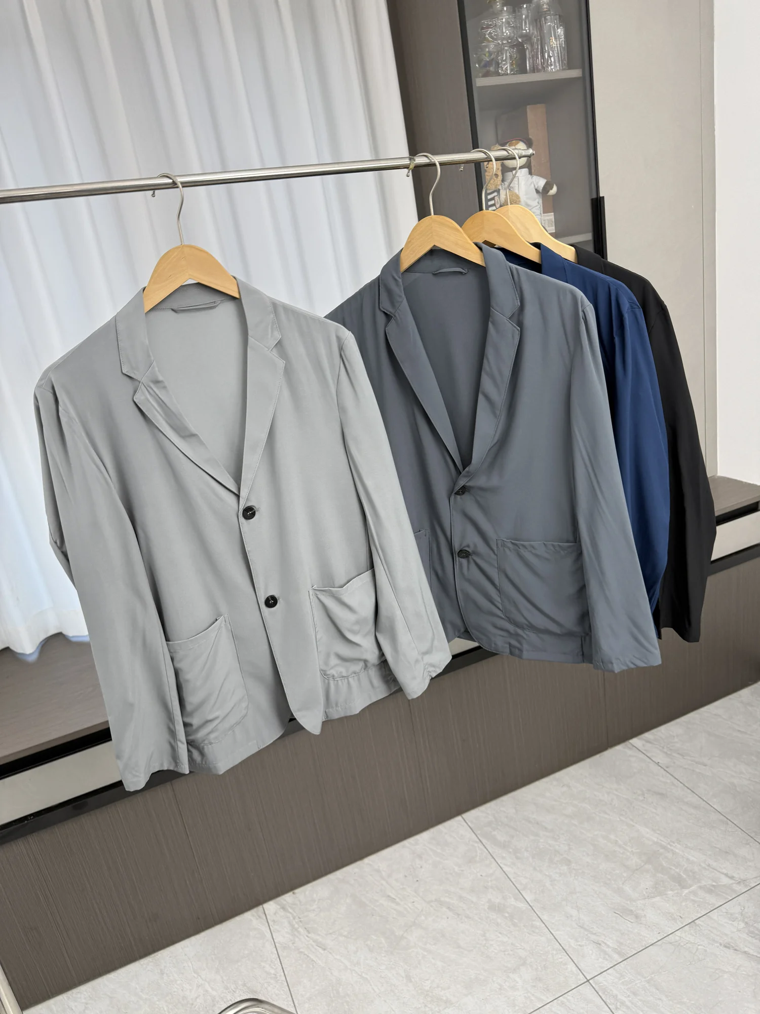 

Heavyweight Ice Silk Four-Sided Elastic Men's Casual Suit Jacket Breathable Spring Summer Sun Protection Clothing