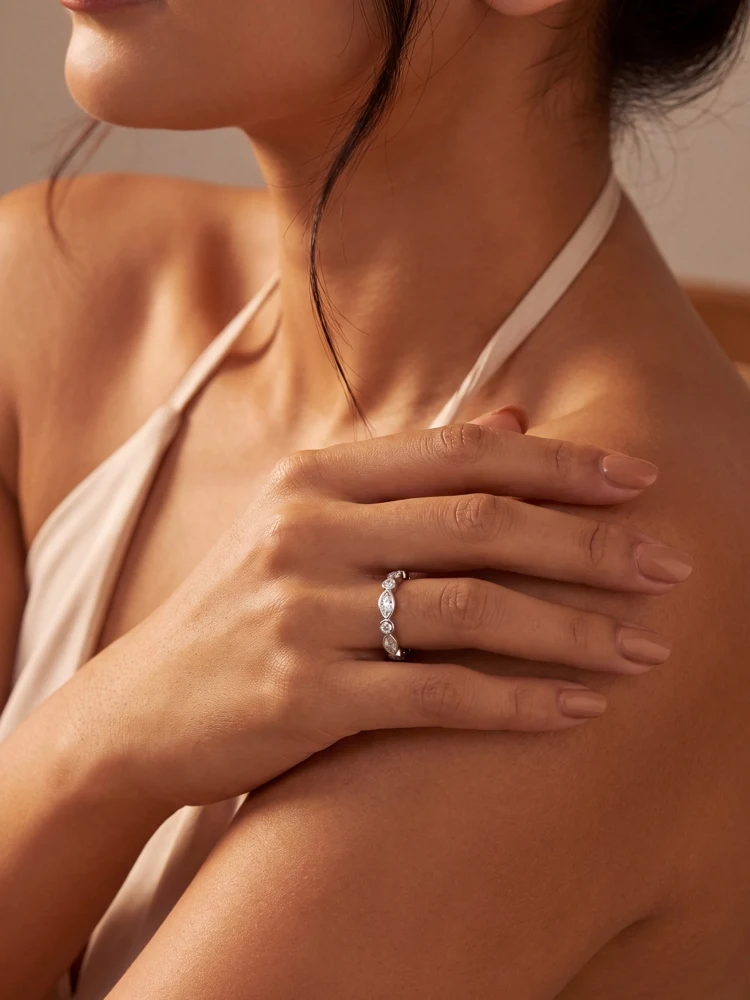 Echte Runde Moissanit-Diamantringe mit Zertifikat für Damen, Jahrestag, Hochzeit, 925 Silberplattierter Schmuck – Detail 4