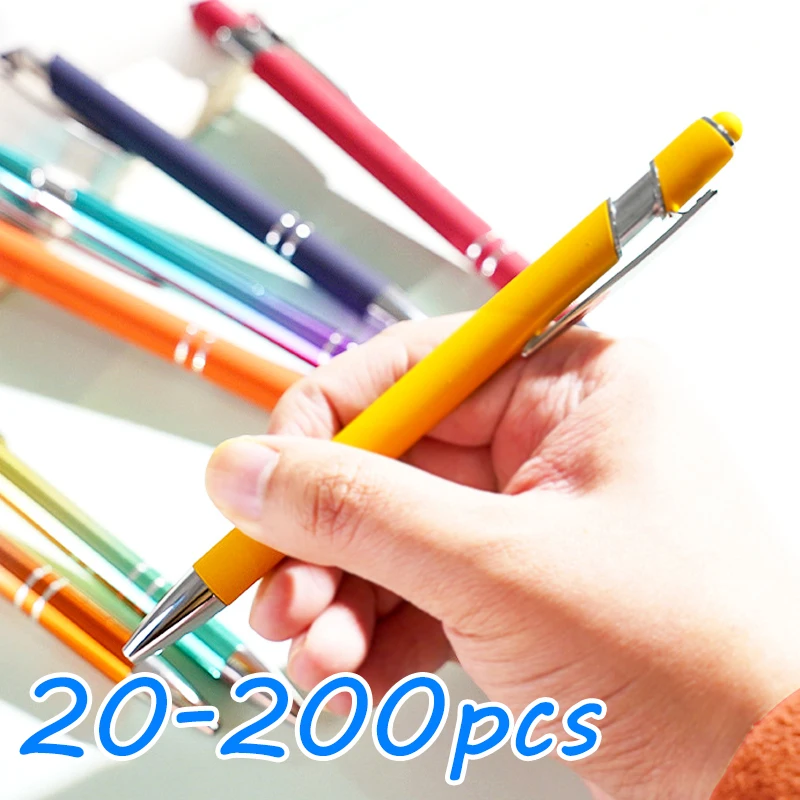 

20-200 шт., ручка с логотипом на заказ, 0,7 мм, тонкая точка, гладкое письмо, 500 страниц, рекламные ручки с лазерной гравировкой, офисные школьные принадлежности