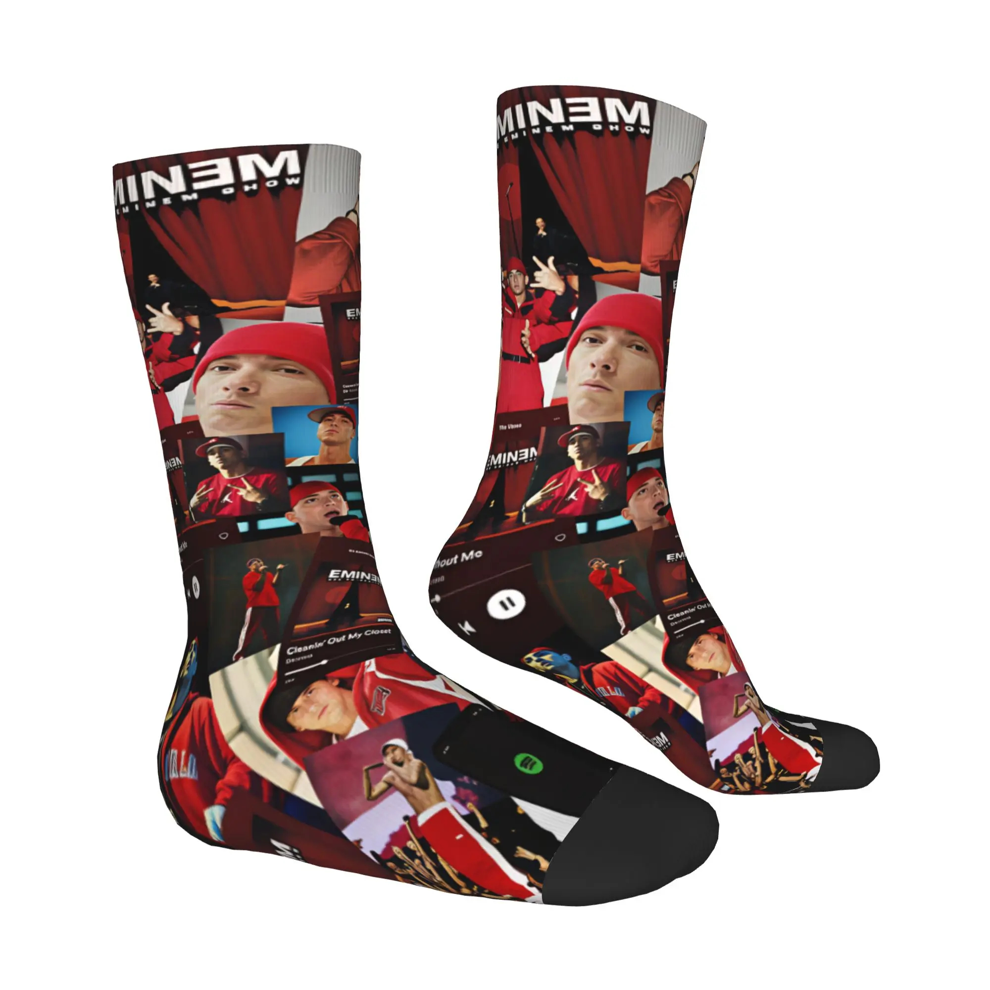 E-Eminems Collage Pop Music Mens Crew Socks Unisex Kawaii 3D Printing Hip Hop Rapper Dress Socks