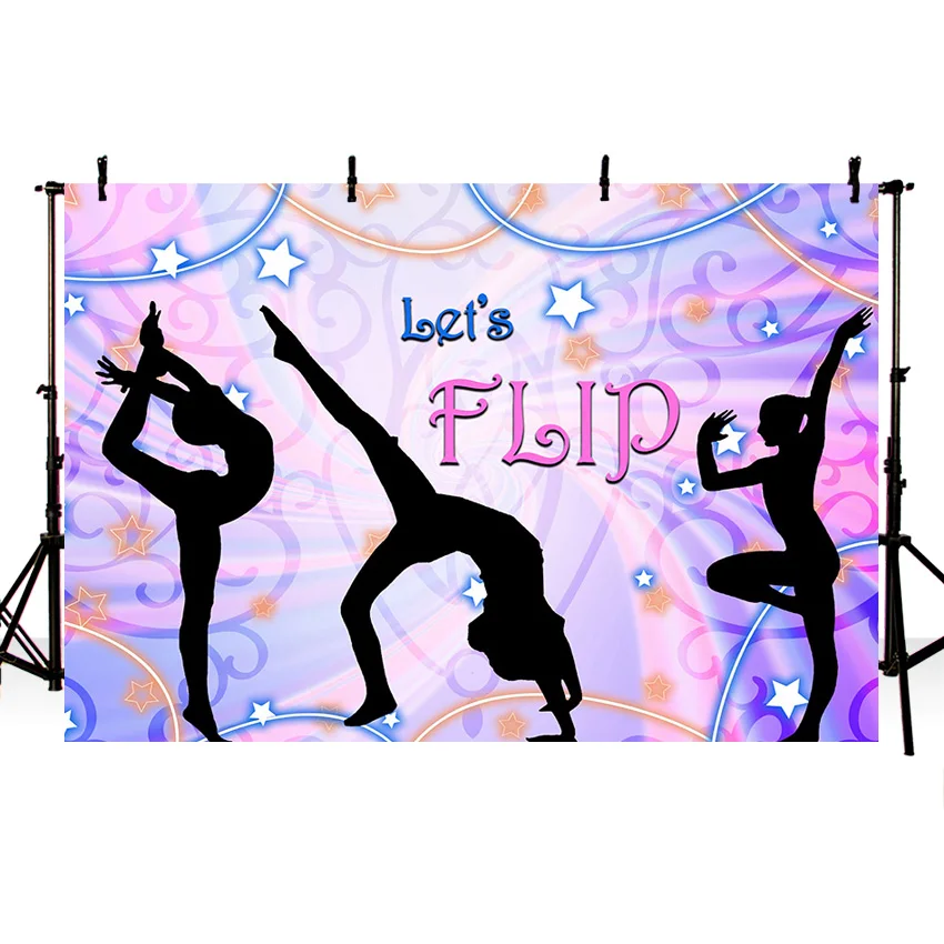 Mehofond Photography Background Let's Flip Theme Gymnastics Athlete Stage Backdrop Adult Women Anniversary Party Photo Studio