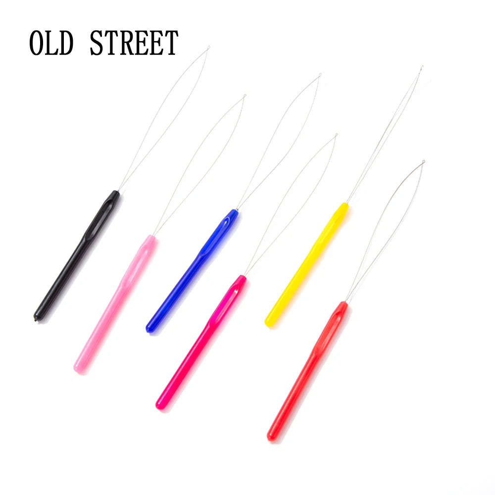 

1PC Micro Rings Loop Tool Color Plastic Handle Threader Pulling Needle Color Plastic Handle Hair Extension Tufting Beader