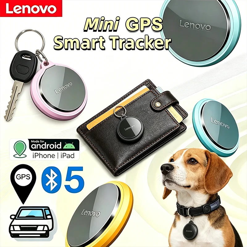 

Умный GPS-трекер Lenovo Bluetooth 5.3 AirTag с функцией напоминания, устройство для предотвращения потери, для отслеживания домашних животных, сумок, кошельков, совместим с Apple и Android.