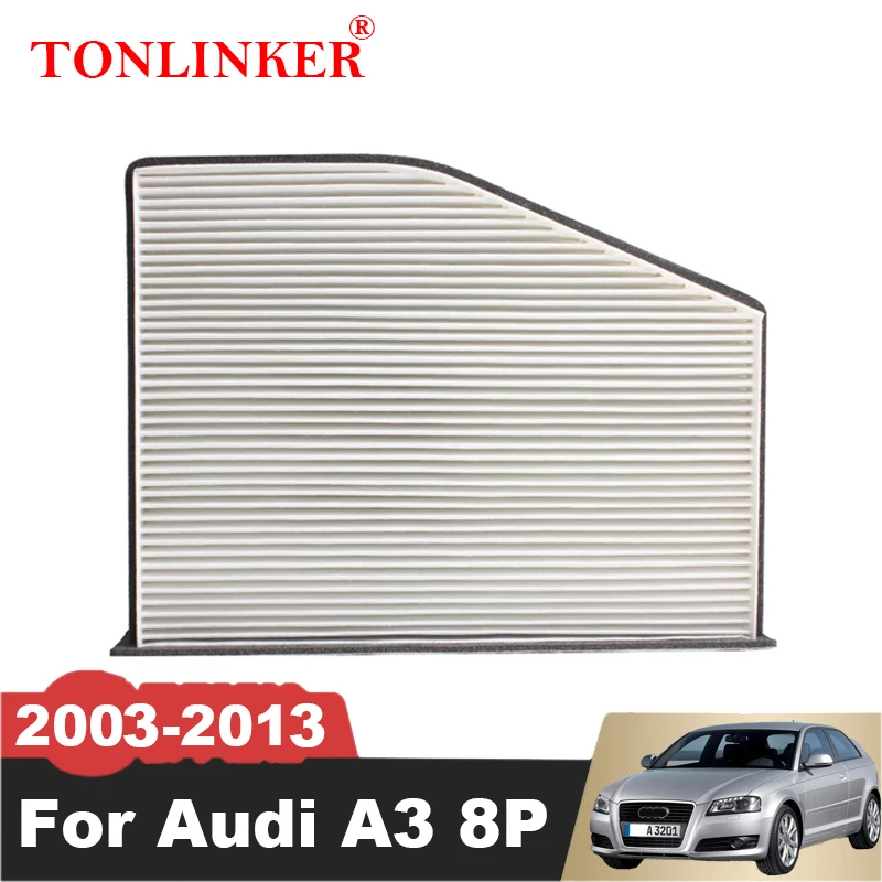 

TONLINKER Cabin Filter For Audi A3 8P 2003 2004 2005 2006 2007 2008 2009 2010 2011 2012 2013 S3 White Silk Pollen Filters PM2.5