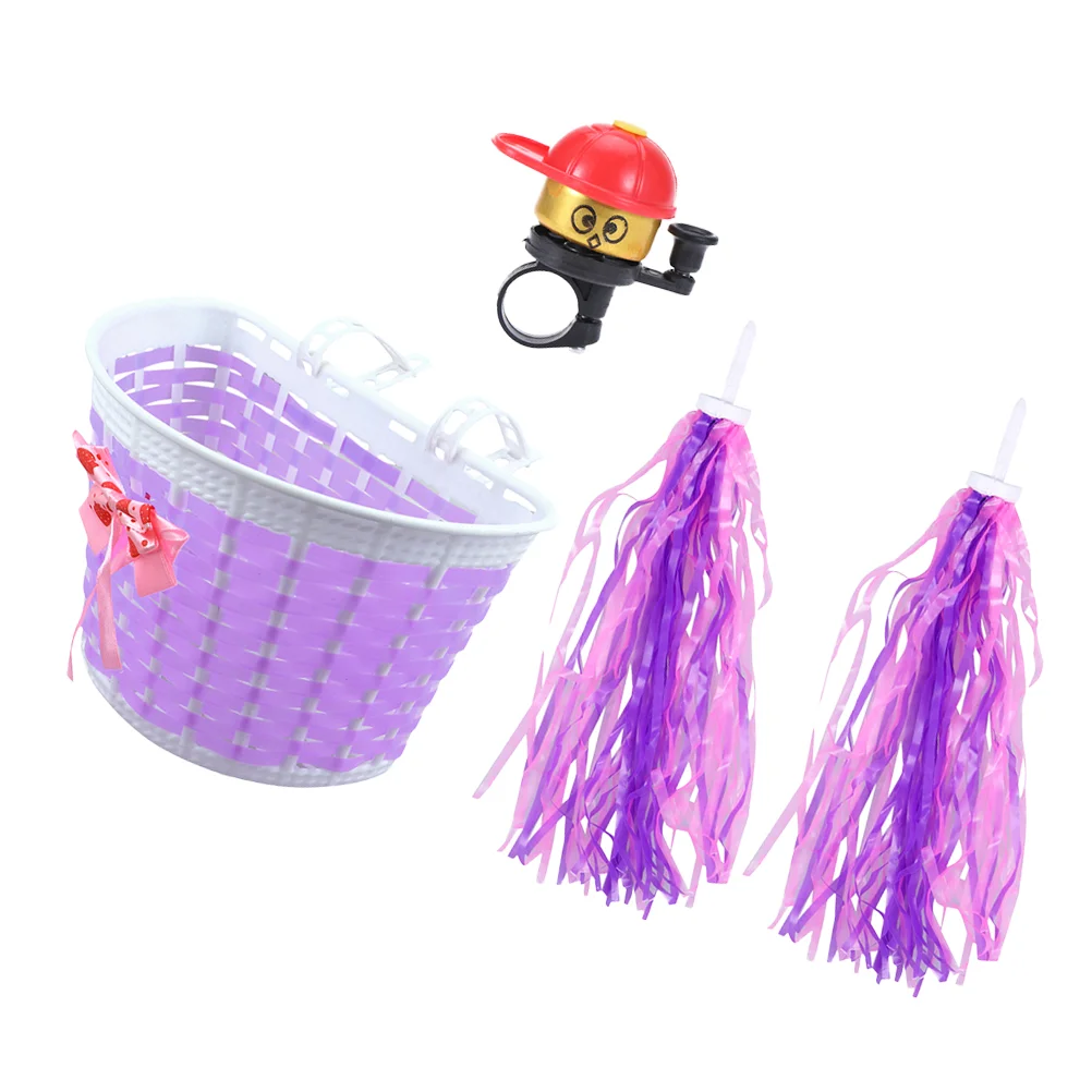 4 Pcs Basket with Bells Streamers Storage Baskets Bike Child Accessories Scooter Toddler Kids