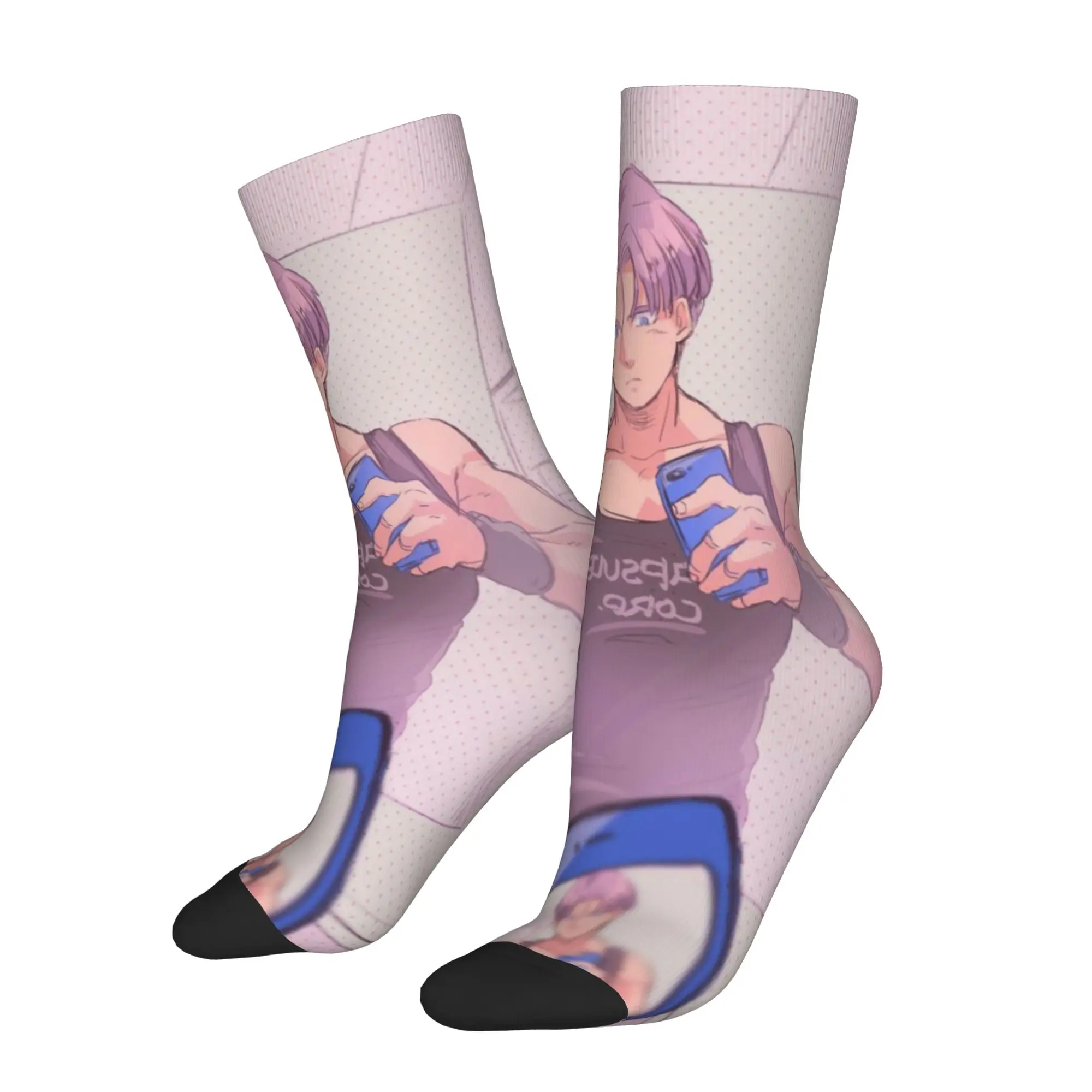 1 Pair Funny Sock Dragon Ball Trunks (5) Harajuku Seamless Pattern Printed Men Socks Casual Men's Socks