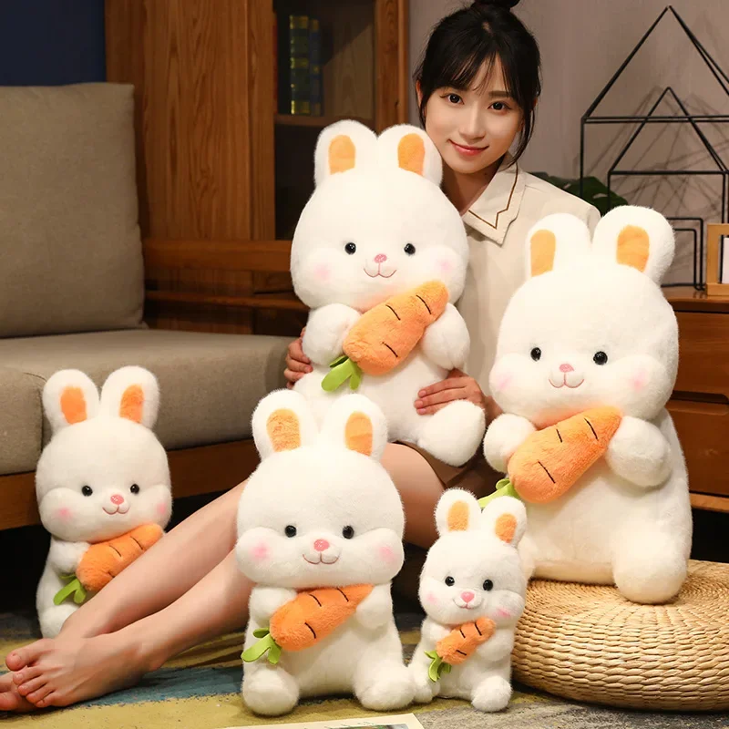 Hot Kawaii Carrot Rabbit Plush Toys Adorable Bunny Dolls Stuffed Pillow Soft Animal Cushion Girls Kids Birthday Christmas Gifts