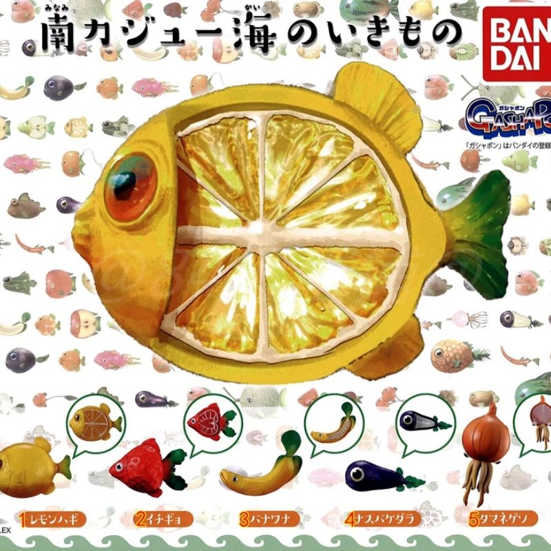 Bandai Japanese Gashapon sea creatures Fruit Carp Lemon Strawberry Capsule Toys Action Figures Collectible Ornaments