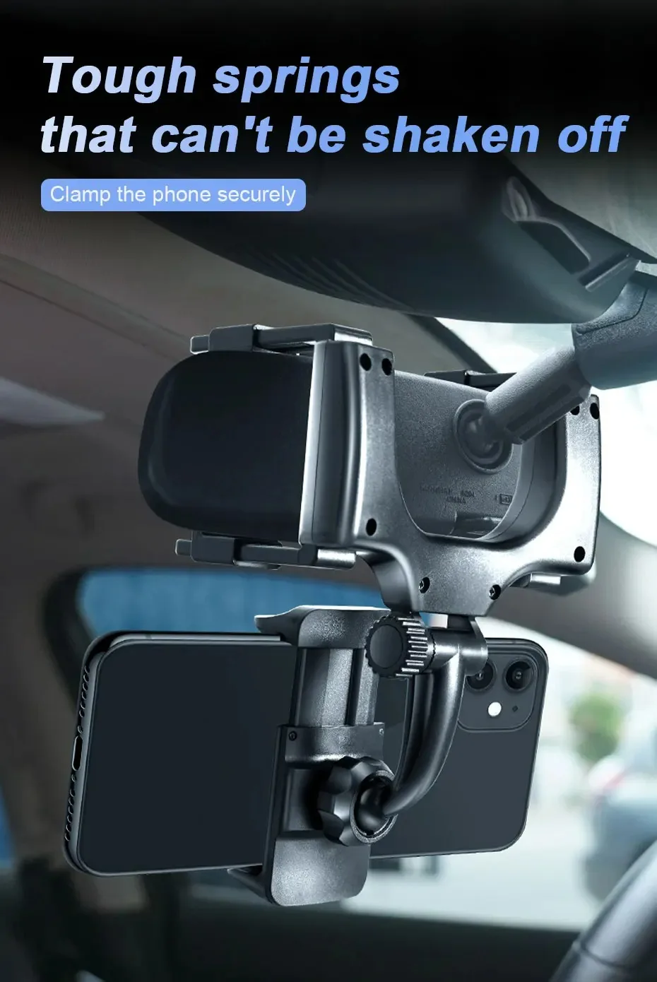 360° Auto-Handyhalterung für Rückspiegel, faltbare Navigations-GPS-Halterung, verstellbare Handyhalterung, stabil für Smartphones – Detail 2