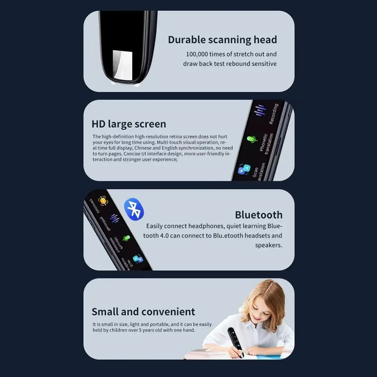 Ручка-переводчик с Wi-Fi, сканирующая ручка для чтения, 112 языков, офлайн-перевод, словарь, голосовой переводчик, черная