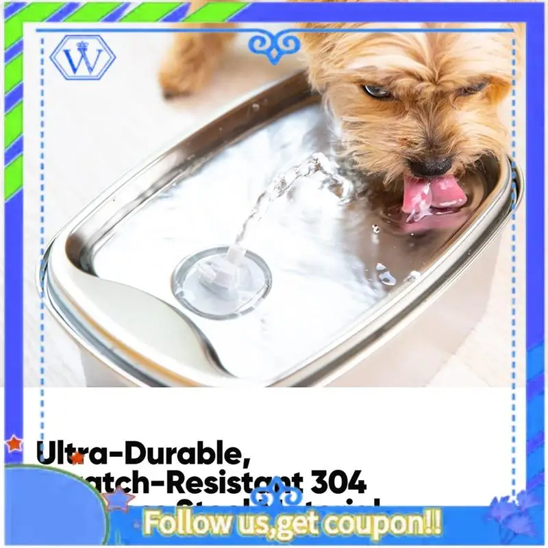 

Easy To Use Stainless Steel Cats Water Fountain Dog Water Dispenser 108Oz/3.2L For Drinking EU Plug