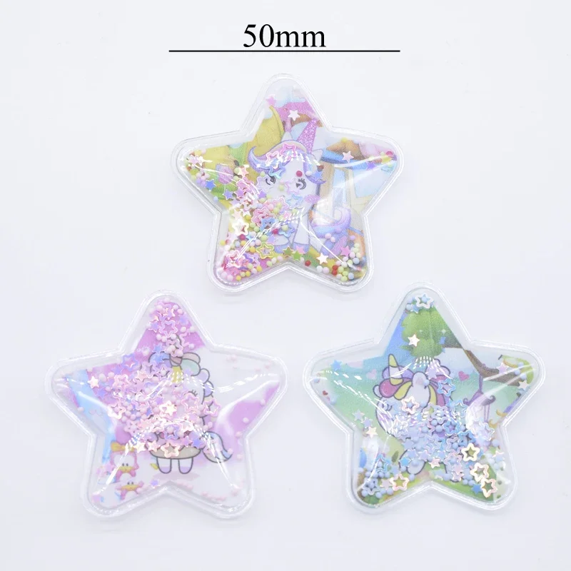 12Pcs 50mm Printed Colorful Star Sequins Appliques for DIY Girl Headwear Clips Bow Pendant Decor Accessories Clothes Patches