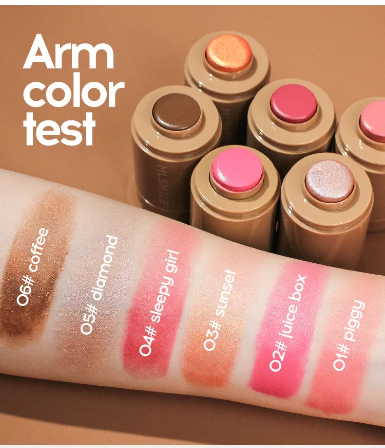 Blush Stick Lasting Brightens Facial Cheek Stick 3-in-1 Moisturizing Flash Lip Gloss Makeup Lip Gloss Face Rouge rhode