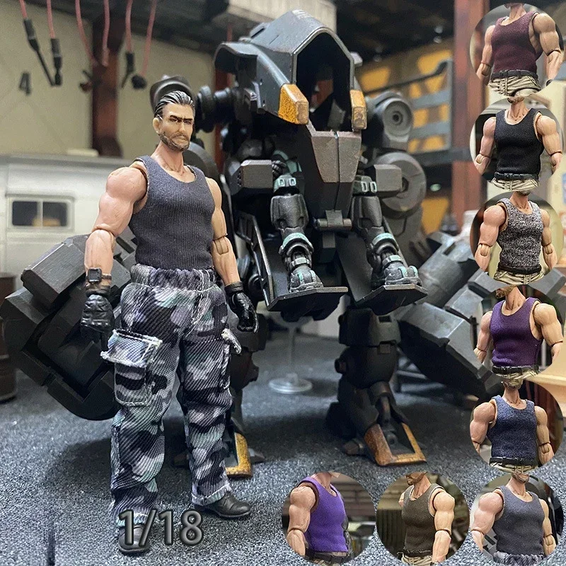 1/18 Scale Soldier Vest Multicolour Sleeveless T-shirt Clothes Model 3.75 Inch for Action Figure Doll Accessory Toy