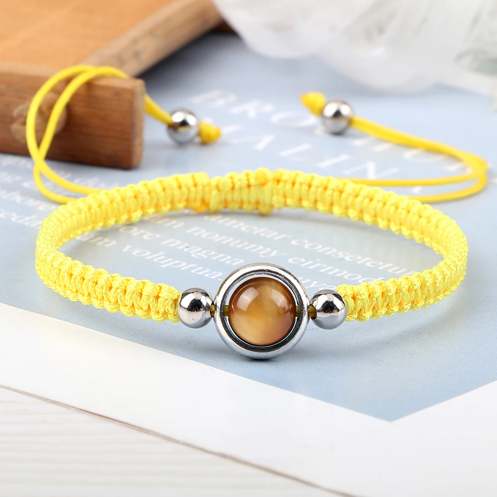 Lucky Red Thread Woven Adjustable Prayer Bracelets Charm 8mm Natural Tiger Eye Stone Pendant Bracelet Women Men Handmade Jewelry