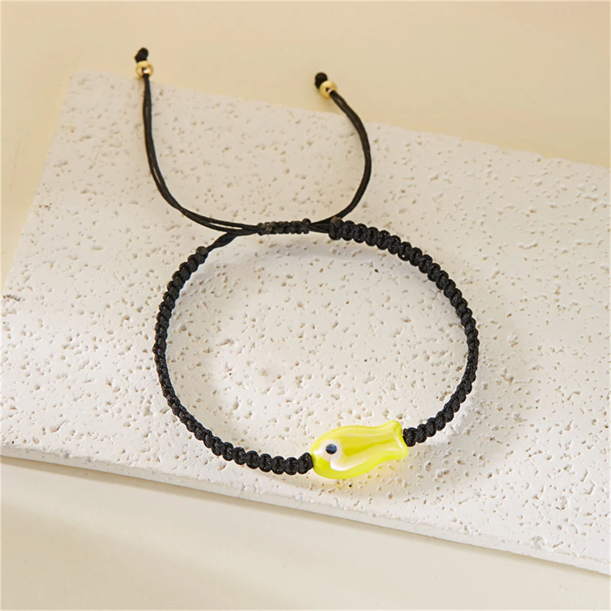 Colorful Hand-knitted Cute Ceramic Fish Bracelets For Women Men Minimalist Lucky Koi Black Rope Chain Bangles Friendship Jewelry