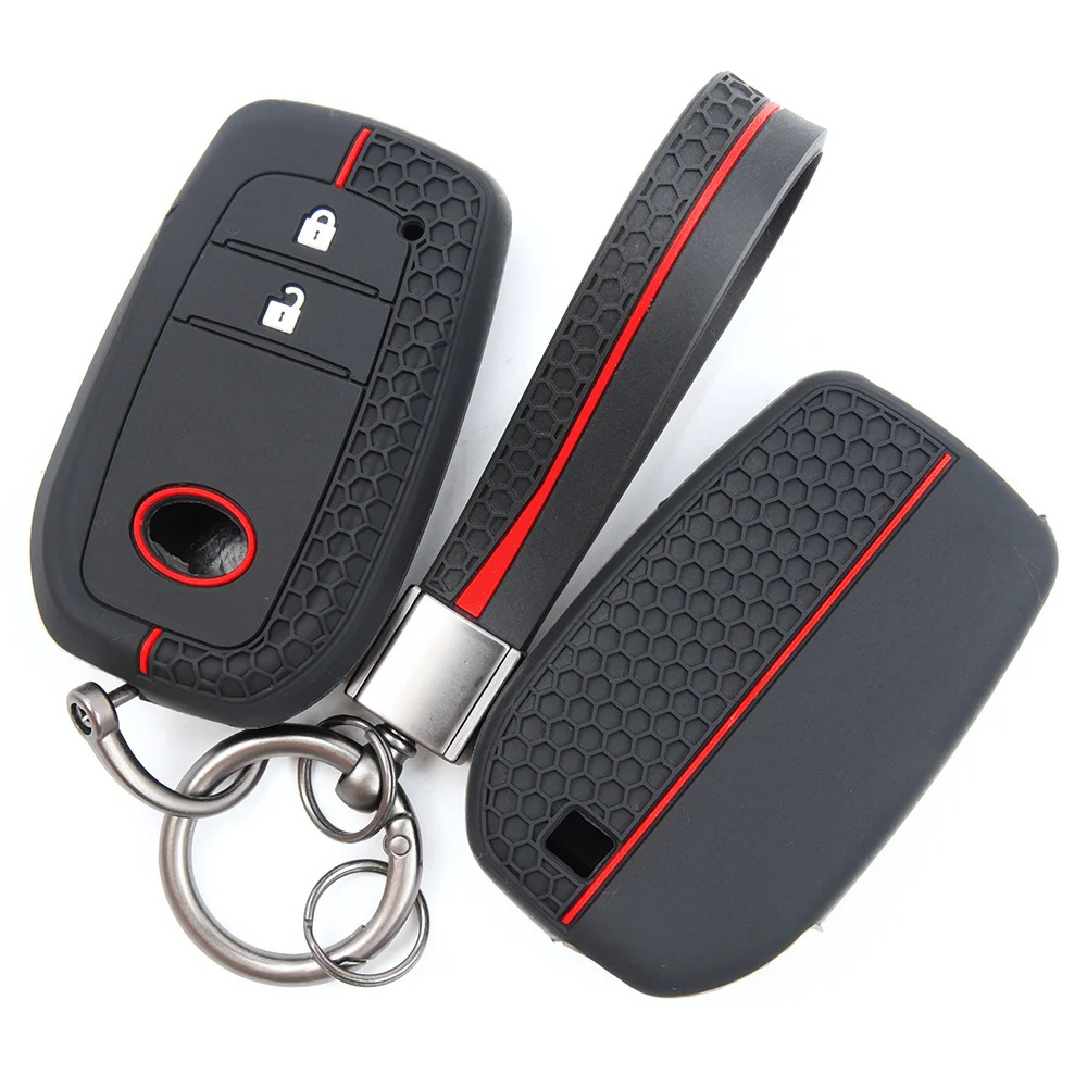 For Toyota C HR Prius Corolla RAV4 Protective Silicone Remote Key Case Lanyard Key Ring Precise Fit Full Coverage