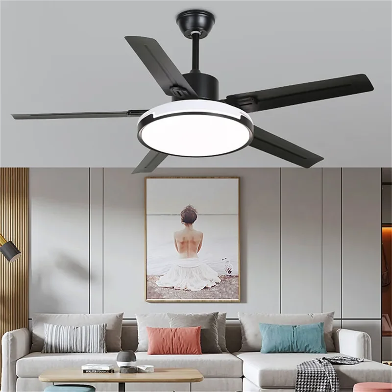 TINNY Modern Fan Light Luxury Living Room Restaurant Bedroom Study LED Ceiling Fan Light Remote Electric Fan Light