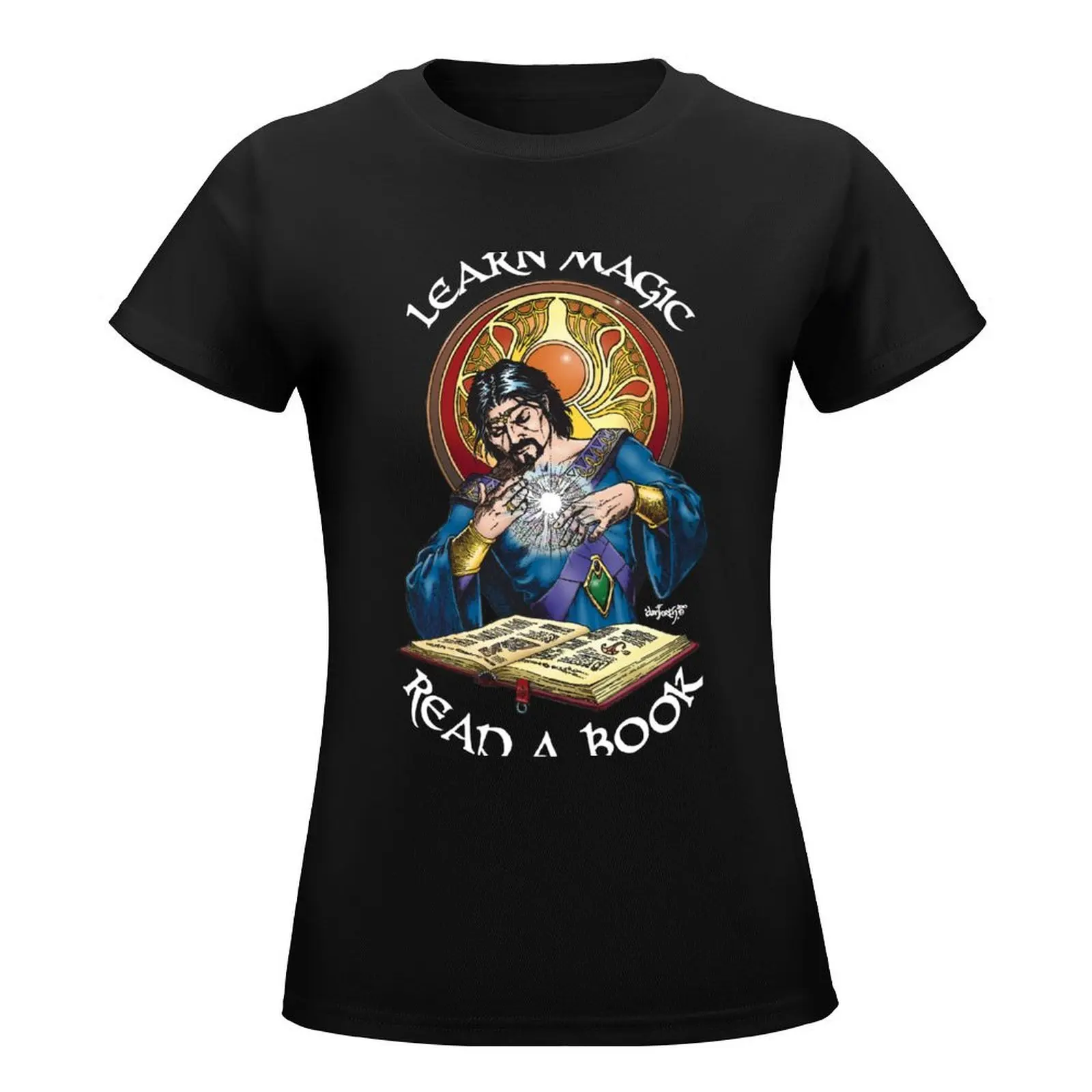 Learn Magic Read a Book T-Shirt plus size tops hippie clothes summer clothes Womens graphic t shirts