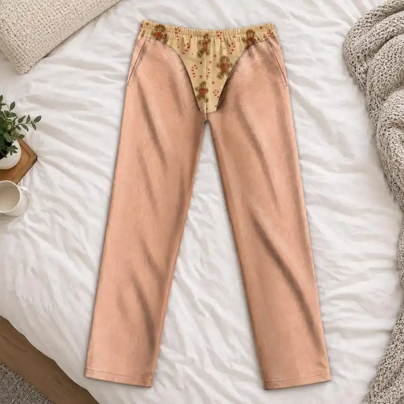 Novas calças de perna reta com estampa de luzes de Natal vazadas, com tema divertido para festas de Natal, para homens e mulheres, roupa casual de fér