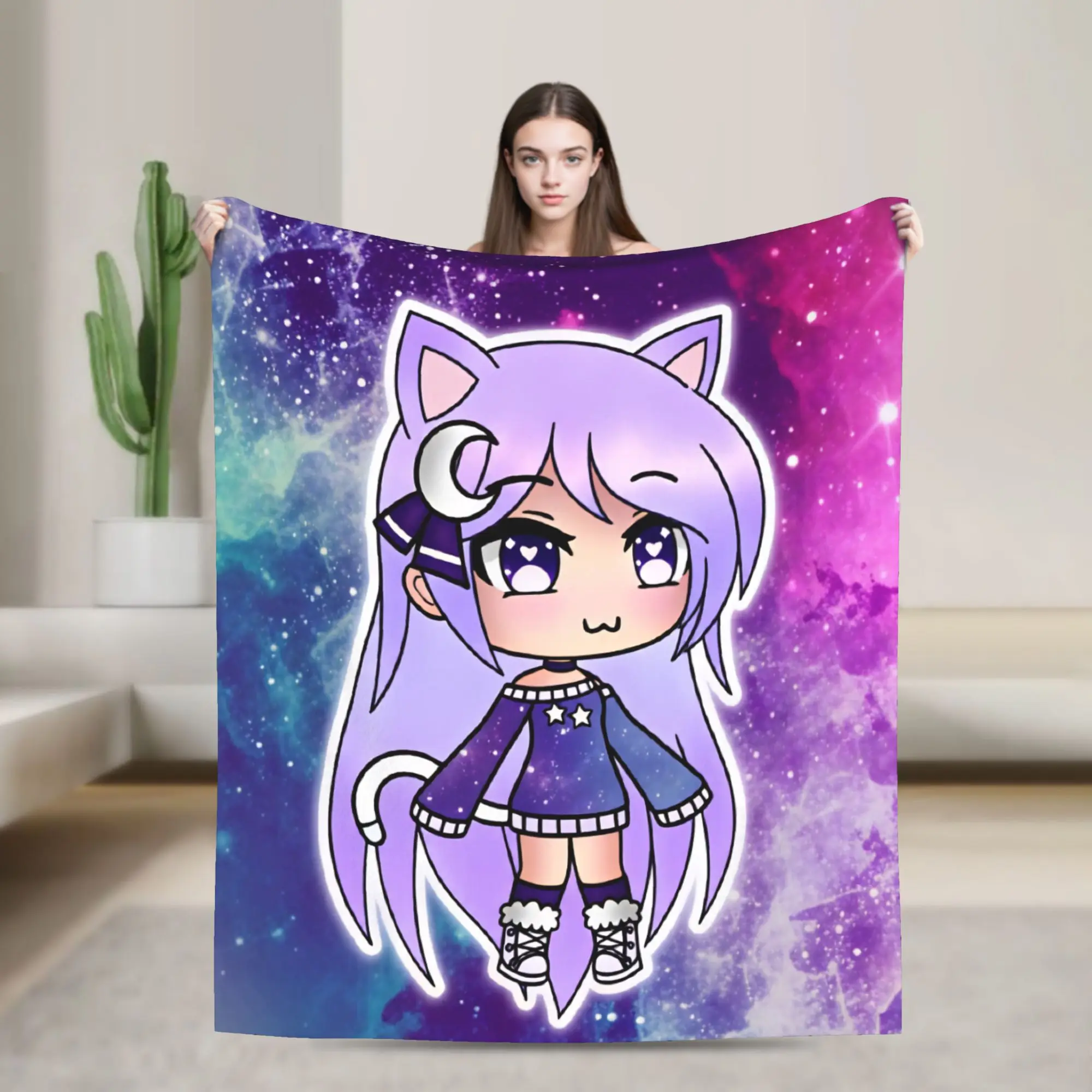 Gacha Life Game Warm Blankets  Decorative Plush Throw Blanket Print Home Decor Flannel Bedspread Sofa Bed Cover