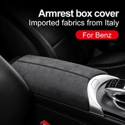 Suede ABS Car Interior Center Armrest Box Console Box Storage Box Trim Cover For Mercedes-Benz C E GLC Class W213 W205 X253