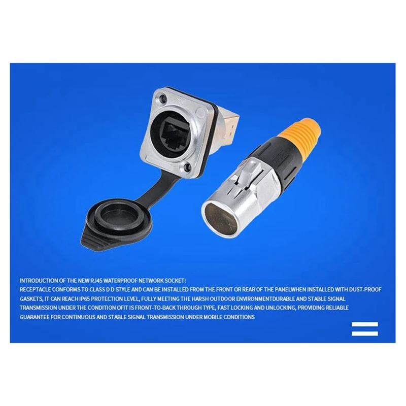 Водонепроницаемый экранированный разъем RJ45 с кнопкой, держатель RJ45 без кнопки, портативный светодиодный дисплей, сигнальная розетка, прочный D