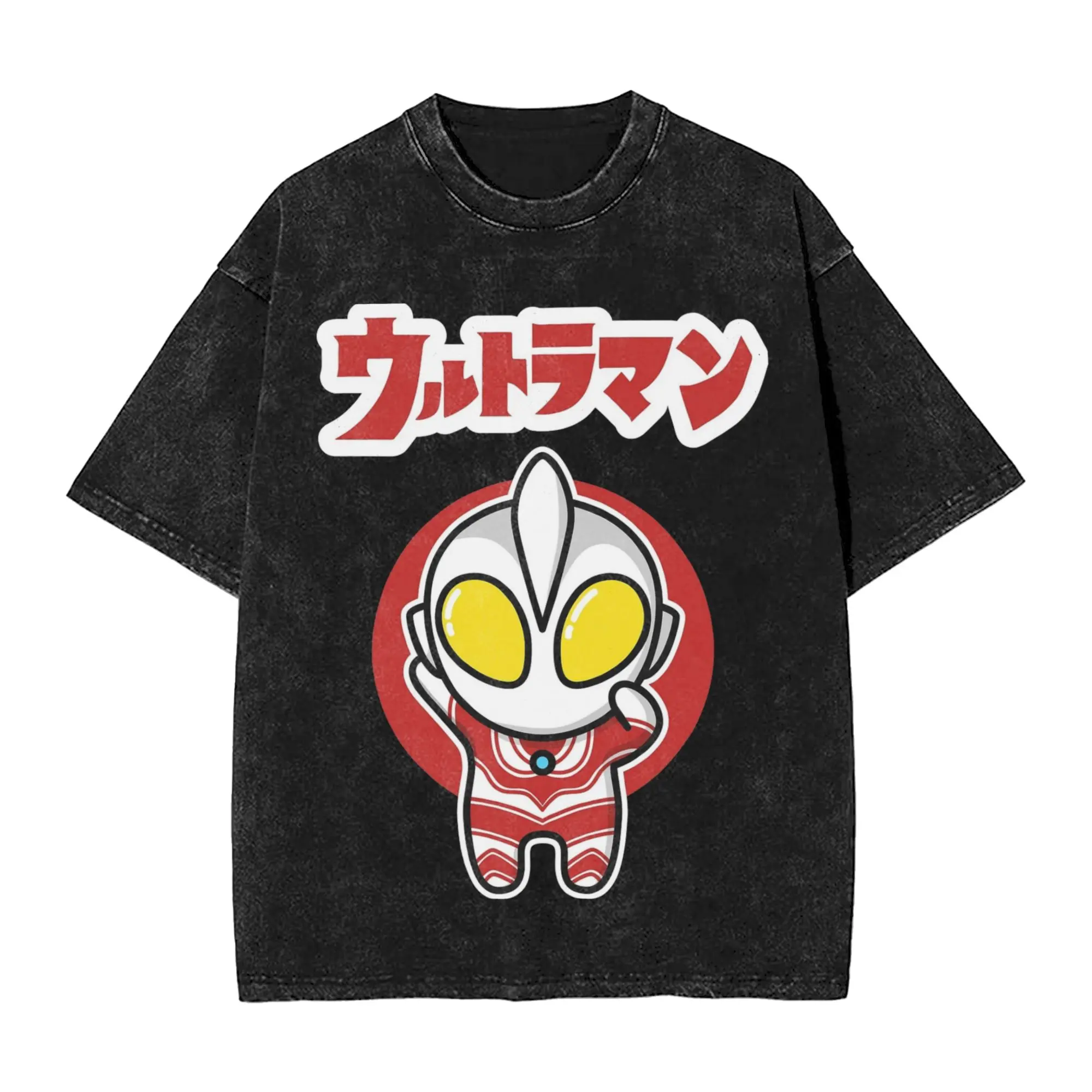Ultraman Jack Chibi Style Kawaii Washed T Shirts Streetwear Hip Hop T-Shirts  Tees Tops Men Women Short Sleeve Harajuku Summer