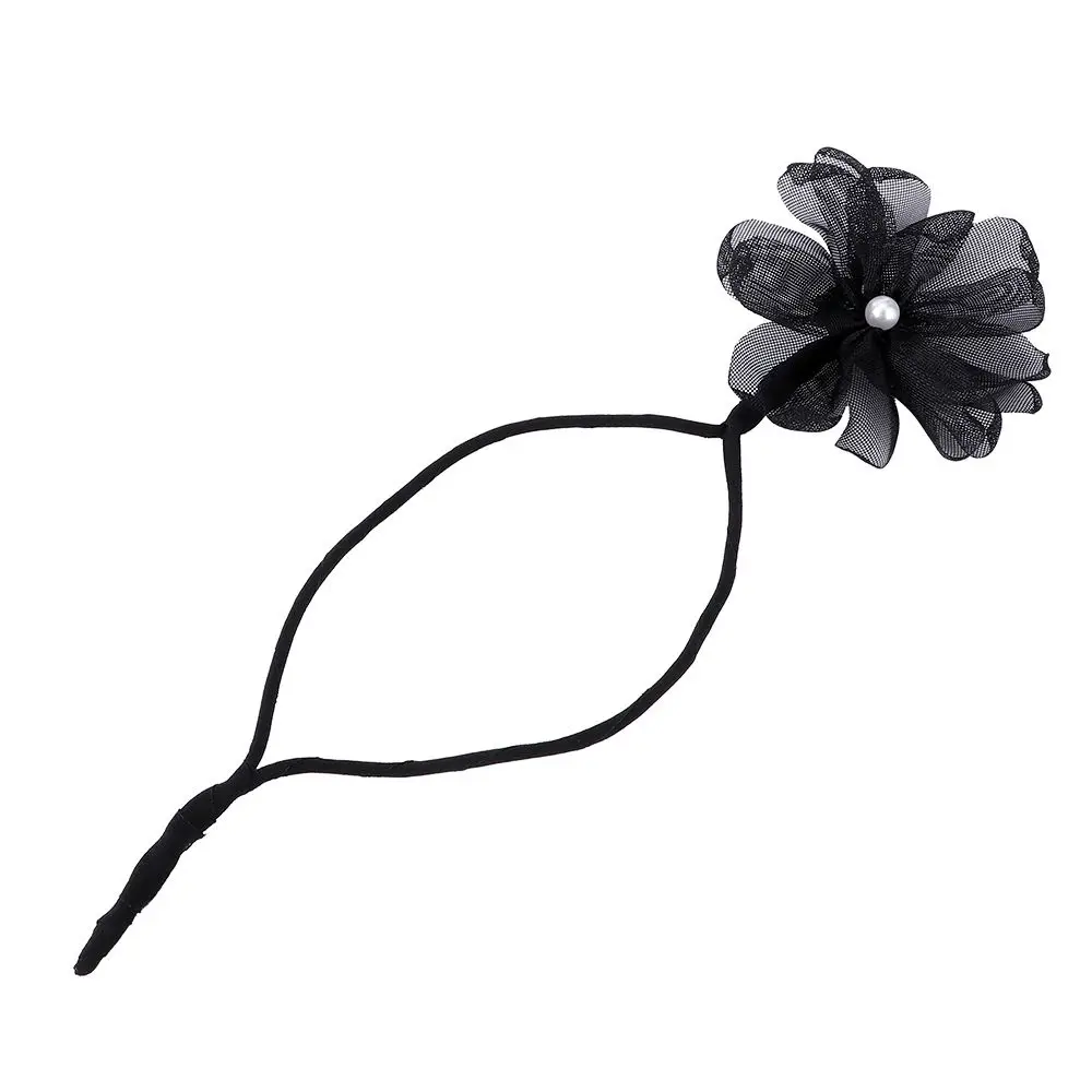 Donut Bun Shape Fashion Cute DIY Pearl Flower Hair Bun Hair Accessories Headband Hair Braider Headwear Hairband