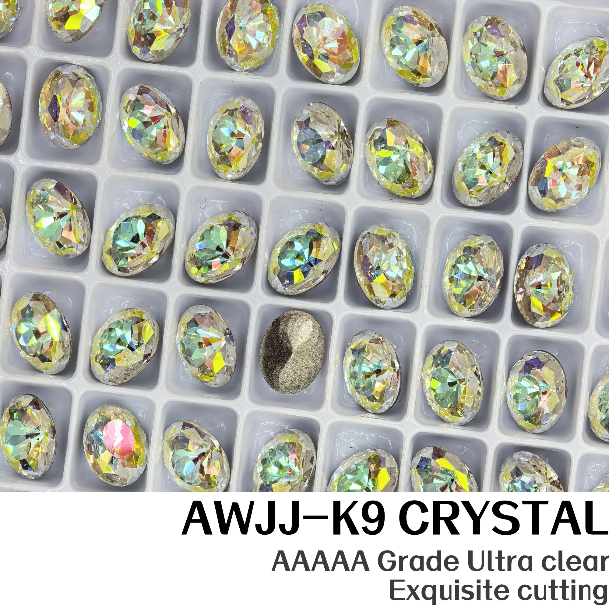 K9 Board Pack 6*8mm Bird's Nest Cut Oval Crystal Rhinestones Dense Multi Facets Super Sparkle Stones for Nail Art Jewelry DIY