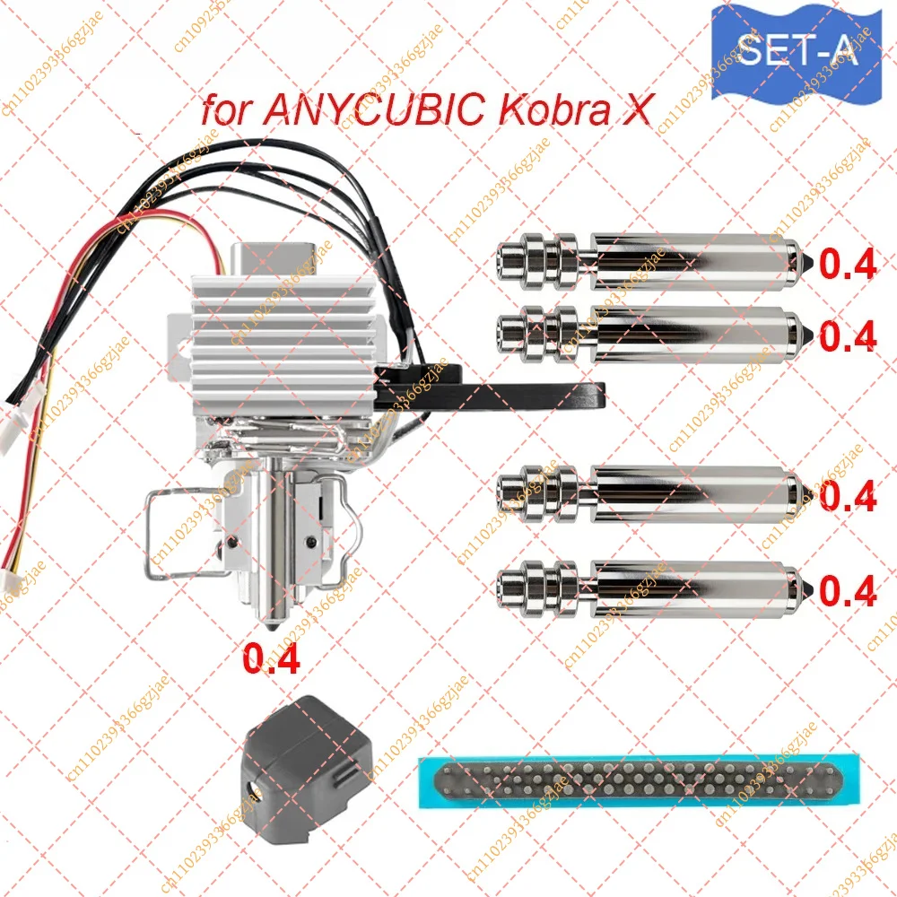 Hotend Kit with Nozzle Heating Radiator Strain Gauge Extruder Cutter for ANYCUBIC Kobra X, Replacement Parts