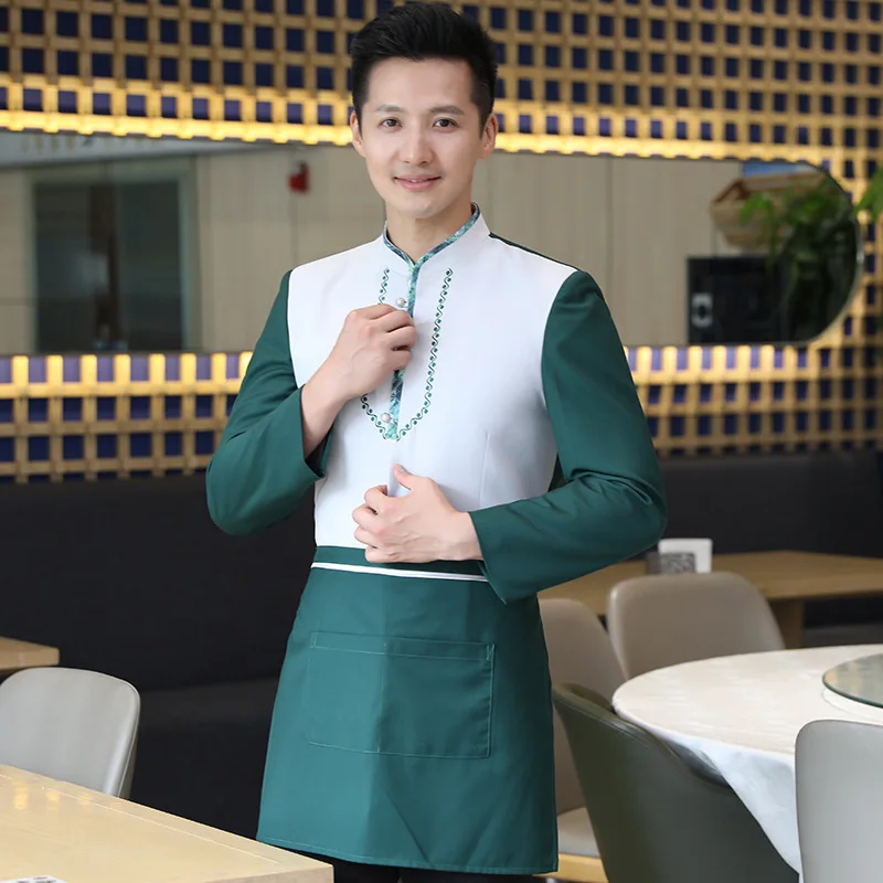 Hotel Work Uniforms Autumn Winter Women Hot Pot Restaurant BBQ Restaurant Tea House Chinese Style Waiter Long Sleeve Unisex