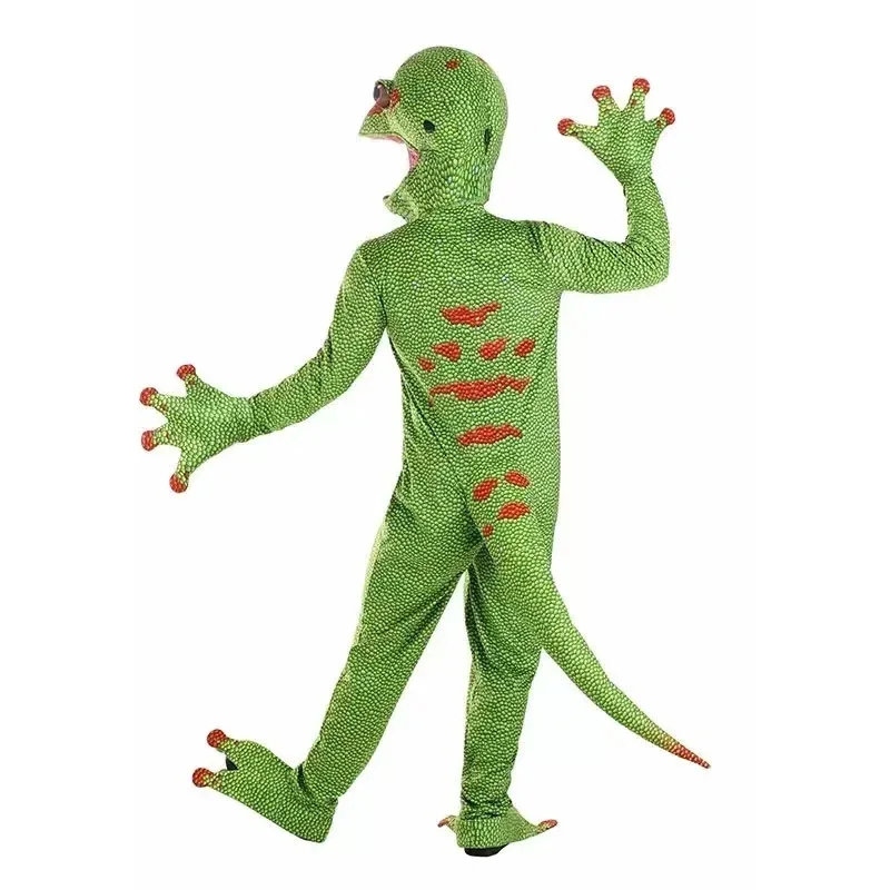 DY20Halloween Cos Cosplay Día de los niños Fiesta divertida escenario realizar colorido Gecko lagarto camaleón ropa Fiesta carnaval costo