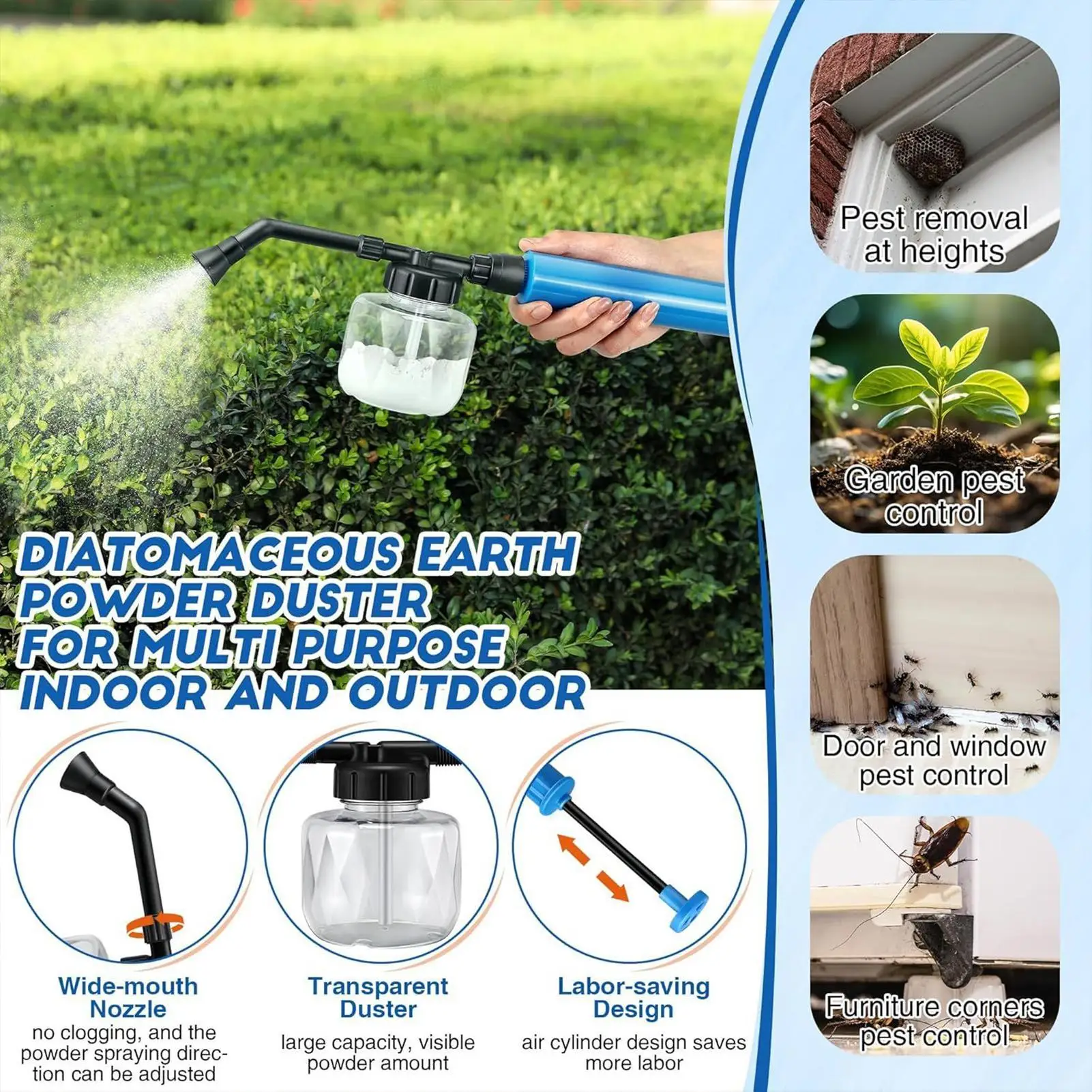 Powder Sprayer Pollinator Tool Handheld Lightweight Garden Agriculture Farm Epidemic Prevention Powder Duster Applicator