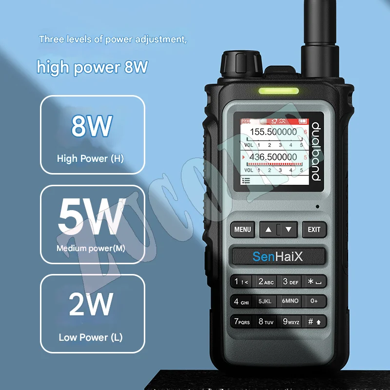 

8600 Handheld Walkie-talkie Dual-band Outdoor Civil Handset One-click Frequency Type-C Charging 8W