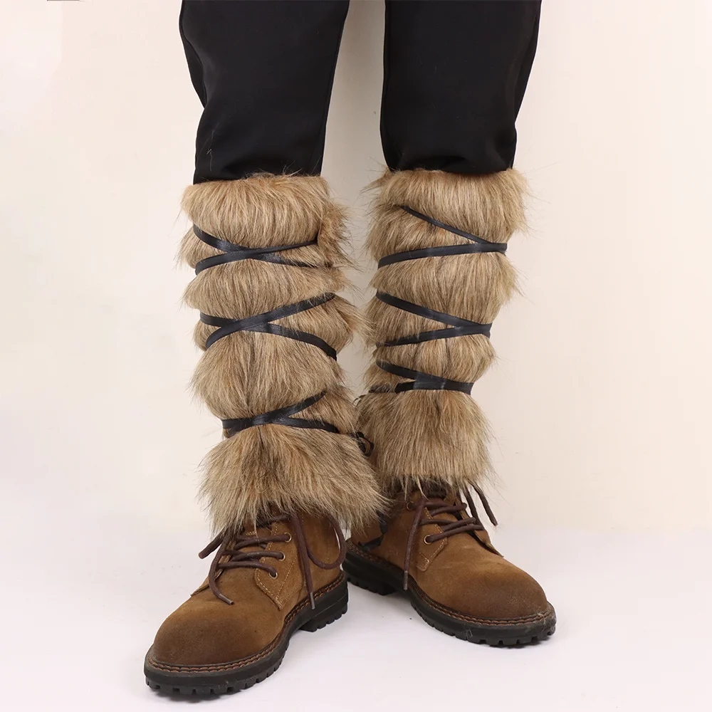 Viking Faux Fur Tight Boot Covers Leg Covers Halloween Costume Accessories Medieval LARP Renaissance Role Play Props