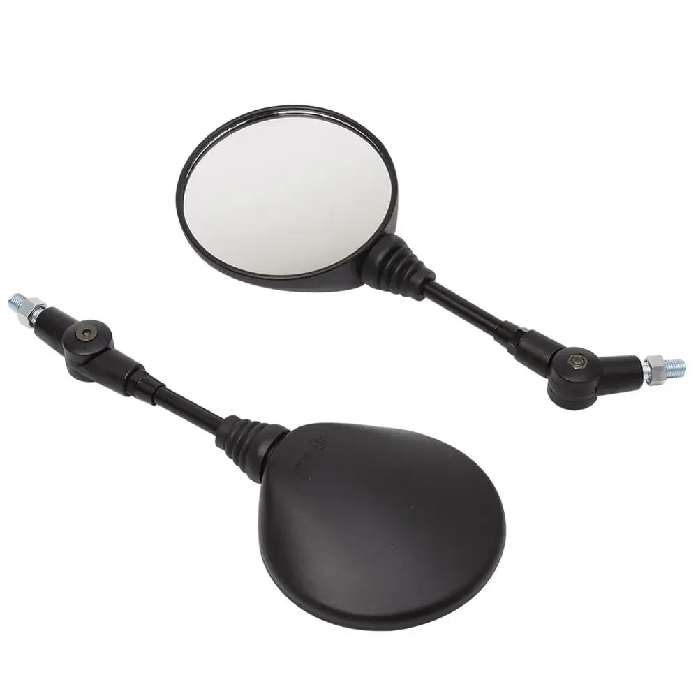 Motorcycle Black Universal 10mm Side Mirror Rearview Mirror Anti-fall Folding Round Mirror