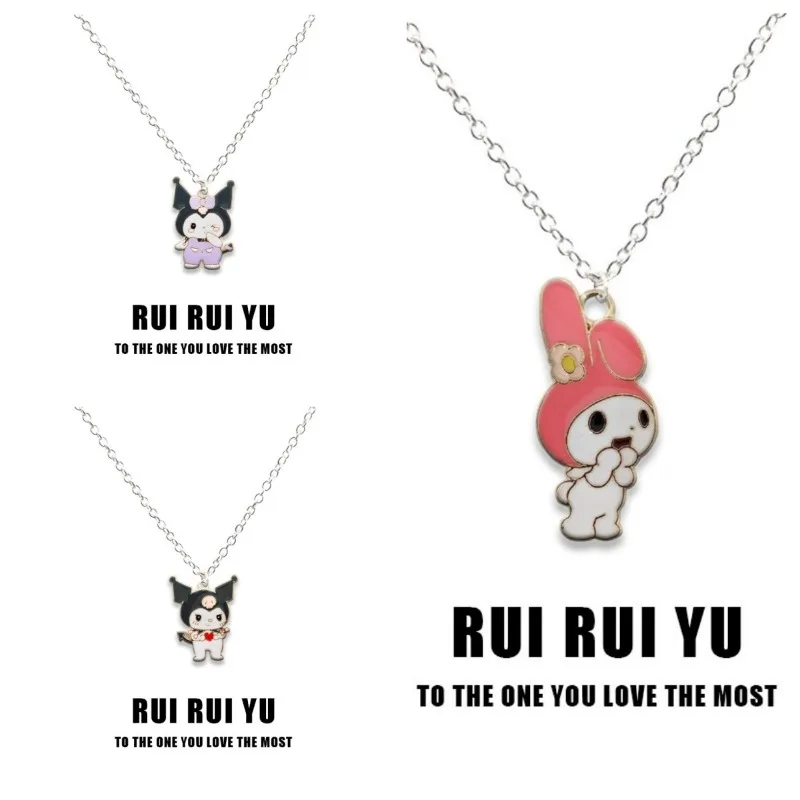 Sanrio Kuromi Necklace Q Character Anime My Melody Sweet Alloy Pendant Decoration Girl Student Children Halloween Birthday Gifts