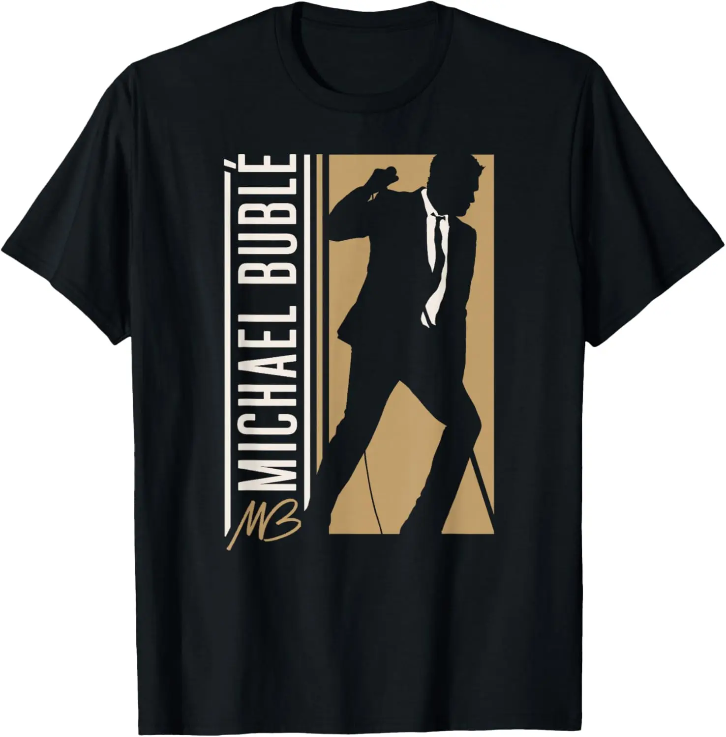 Michael Bublé Vertical Silhouette T-Shirt Unisex Pure Cotton Short-Sleeve Tee – Comfortable, Soft, Quick-Drying, and Suitable for Casual, Sports, and Outdoor Activities (Crew Neck)